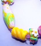 Graceful Floral Yellow Lampwork Bead 2 small