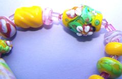 Graceful Floral Yellow Lampwork Bead 3 small