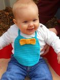 Baby Boy Bow Tie Bib In Turquoise And Yellow 1 small