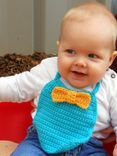 Baby Boy Bow Tie Bib In Turquoise And Yellow 2 small