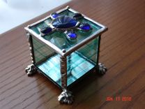 Stained Glass 2 X 2 Footed Ring Boxes 3 small