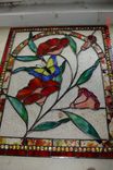Fire Red & Peach Flowers With A Gentle Butterfly Stained Glass Panel 2 small