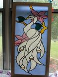 Framed White Peacock Stained Glass Panel 1 small