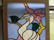 Framed White Peacock Stained Glass Panel 2 small