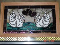 Stained Glass Facing Swans 1 small