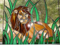 King Of The Jungle Stained Glass Resting Lion 1 small