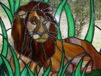 King Of The Jungle Stained Glass Resting Lion 3 small