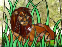 King Of The Jungle Stained Glass Resting Lion 4 small