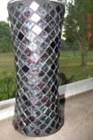 Stained Glass Mosaic Vase / Candle Holder In Blue/ Green/ Purple Van Gogh & Purple Mirrored Glass 1 small