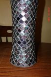 Stained Glass Mosaic Vase / Candle Holder In Blue/ Green/ Purple Van Gogh & Purple Mirrored Glass 2 small
