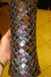Stained Glass Mosaic Vase / Candle Holder In Blue/ Green/ Purple Van Gogh & Purple Mirrored Glass 5 small