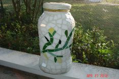 Stained Glass Mosaic From A Repurposed Jar In Abstract Vines And Flower 1 small