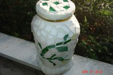 Stained Glass Mosaic From A Repurposed Jar In Abstract Vines And Flower 2 small