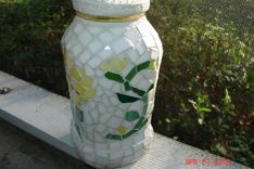 Stained Glass Mosaic From A Repurposed Jar In Abstract Vines And Flower 3 small
