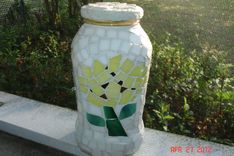 Stained Glass Mosaic From A Repurposed Jar In Abstract Vines And Flower 4 small