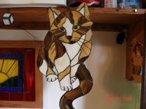 Calico Cat Stained Glass Picture "Callie" 2 small