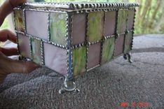 Unique Stained Glass Spring Colored Footed Jewelry Box 2 small
