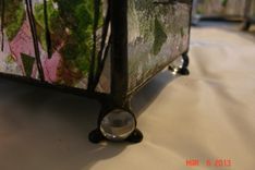 Deep Red And Green Fractured Glass With Marbled Feet - Stained Glass Jewelry Box 4 small