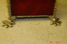 Fire Red Footed Stained Glass Trinket Box 3 small