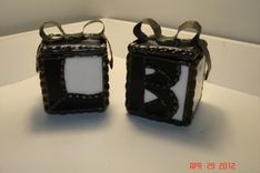 Set Of 2 - Bride And Groom Initialed Wedding Ring Exchange Stained Glass Box 1 small
