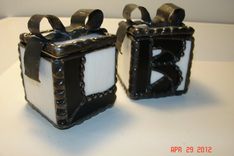Set Of 2 - Bride And Groom Initialed Wedding Ring Exchange Stained Glass Box 2 small