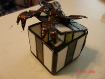 Stained Glass Ribbon Box With Copper Bow 2 small