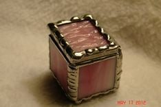 1 X 1 X 1 Tiny Ring Stained Glass Box In Creamy Pink And White 3 small