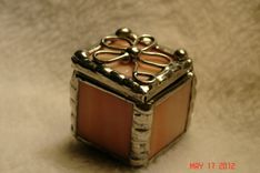 1 X 1 X 1 Tiny Ring Stained Glass Box In Creamy Orange And White 2 small