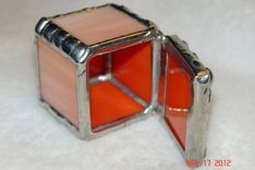 1 X 1 X 1 Tiny Ring Stained Glass Box In Creamy Orange And White 3 small