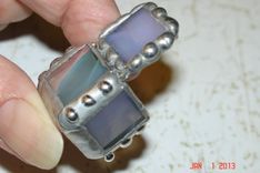 Micro Mini Stained Glass Hindged Box In Irridescent White 1/2 X 1/2 Glass Squares 1 small