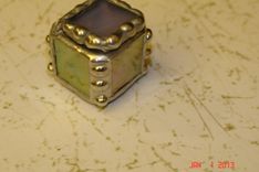 Micro Mini Stained Glass Hindged Box In Irridescent White 1/2 X 1/2 Glass Squares 3 small