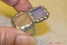 Micro Mini Stained Glass Hindged Box In Irridescent White 1/2 X 1/2 Glass Squares 4 small