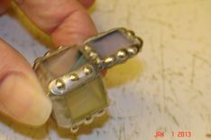 Micro Mini Stained Glass Hindged Box In Irridescent White 1/2 X 1/2 Glass Squares 5 small