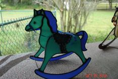 Funky Green & Purple Stained Glass Rocking Horse 3 small