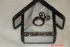 Stained Glass Mini Birdhouse In Pink And Spring Greens 2 small