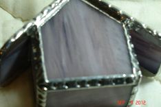 Mini Birdhouse In Feather Pink With Purple / Pink Swirled Roof 4 small