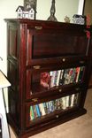 Glass Door Traditional Style Bookshelf / Mahogany Finish And Raised Panel Sides 1 small
