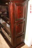 Glass Door Traditional Style Bookshelf / Mahogany Finish And Raised Panel Sides 4 small