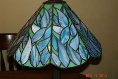 Stained Glass Lamp In Blues Greens And Purple 1 small