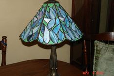 Stained Glass Lamp In Blues Greens And Purple 3 small