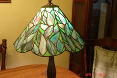 Stained Glass Lamp In Blues Greens And Purple 4 small
