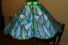 Stained Glass Lamp In Blues Greens And Purple 6 small