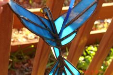 3d Flying Stained Glass Bird In Blue, Orange And White 7 X 6.5 Sz 3 small