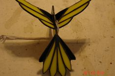 3d Flying Stained Glass Bird In Yellow And Black Sz 9 X 8 1/2 3 small