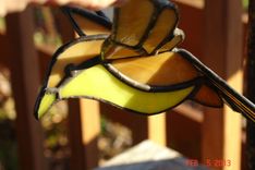 3d Flying Stained Glass Bird In Shades Of Yellows And Brown 7 X 6.5 Sz 1 small