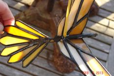 3d Flying Stained Glass Bird In Shades Of Yellows And Brown 7 X 6.5 Sz 2 small