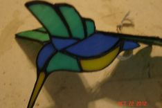 3d Flying Stained Glass Hummingbird In Green, Blue And Yellow Sz 8 1/2 X 8 3 small
