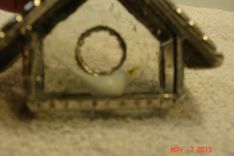 Empty Nest Bird House Ornament In Textured Clear And Violet / Blue Green Roof 3 small