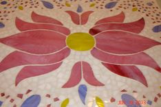 Mosaic Stained Glass Serving Tray With Pink Flower 1 small