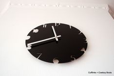 Home Wall Decor - Wall Clock: Black Acrylic Inverse Naked Clock 2 small